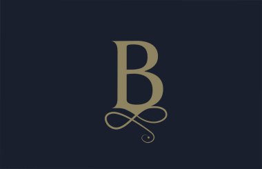B şık monogram süsleme alfabe harfi simgesi iş için. Lüks ürünler ve şirketler için klasik şirket tasarımı