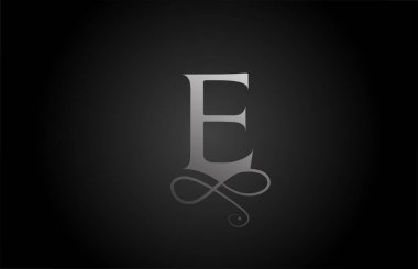 Lüks için E siyah beyaz monogram alfabe harf simgesi logosu. Ticari ürünler için iş ve kurumsal brading tasarımı