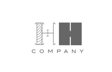 Geometrik tarzı olan şirket için HH HH gri beyaz alfabe simgesi. Şirket ve iş dünyası için yaratıcı harf kombinasyonu tasarımı