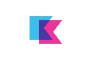 intersected K letter logo icon for company. Blue and pink alphabet design for business and corporate clipart