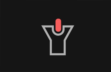 Gri pembe harf Y alfabesi logo ikonu tasarımı. Şirket ve kurumsal kimlik için Geometrik biçim