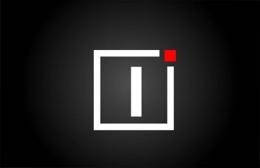 Alfabe harf simgesi logosunu siyah-beyaz renkle işaretliyorum. Şirket ve iş tasarımları kare ve kırmızı noktalı. Yaratıcı kurumsal kimlik şablonu