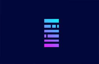 Blok satırlı I harfi alfabe simgesi. İş ve şirket için mavi pembe gradyan rengine sahip yaratıcı tasarım