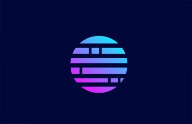 Blok çizgisi olan O harfi alfabe simgesi. İş ve şirket için mavi pembe gradyan rengine sahip yaratıcı tasarım