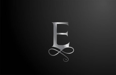 Gri E zarif monogram alfabe harfli simge tasarımı. Lüks ürünler ve şirketler için klasik şirket tasarımı