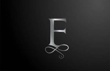 Gri F zarif monogram alfabe harfi logo ikonu tasarımı. Lüks ürünler ve şirketler için klasik şirket tasarımı