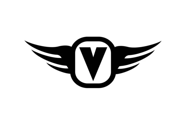 Logotipo Letra Alfabeto Para Negócio Empresa Com Asas Cor Preta — Vetor de Stock