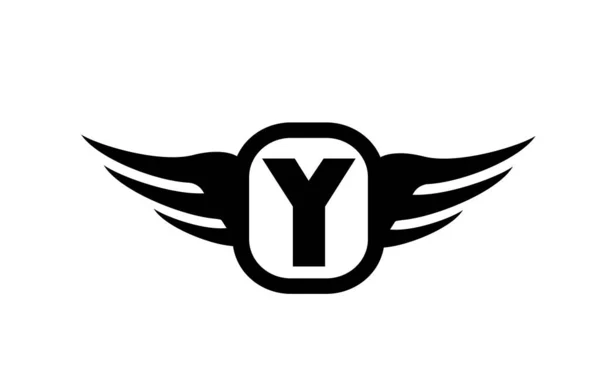 Abeceda Písmeno Logo Pro Podnikání Společnost Křídly Černé Bílé Barvy — Stockový vektor