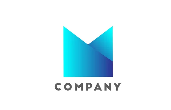 ビジネスや青の色を持つ企業のためのM幾何学的なアルファベット文字のロゴ 未来的なデザインとグラデーションで企業のブランディングとレタリング — ストックベクタ