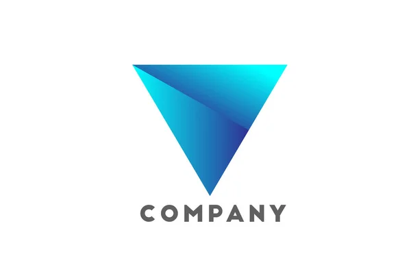 V幾何学的なアルファベットの文字のロゴビジネスや青の色を持つ会社 未来的なデザインとグラデーションで企業のブランディングとレタリング — ストックベクタ