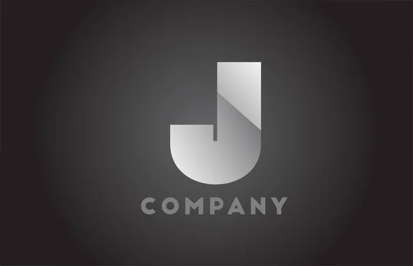 黒と白のJ幾何学的アルファベット文字のロゴビジネス用 未来的なデザインと会社のための勾配と企業のブランディングとレタリング — ストックベクタ