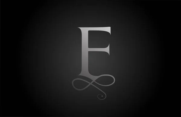 F黑色和白色典雅的字母表装饰字母图标奢侈 商业及企业产品的企业品牌设计 — 图库矢量图片