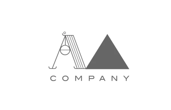 Grå Vit Alfabet Logotyp Ikon För Företag Med Geometrisk Stil — Stock vektor