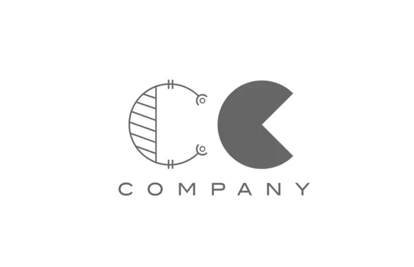 Gris Blanc Icône Logo Alphabet Pour Entreprise Avec Style Géométrique — Image vectorielle