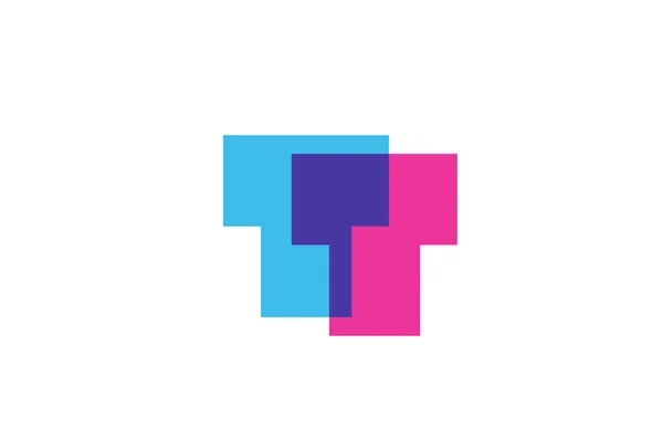 为公司交叉的T字母图标 企业和企业的蓝色和粉色字母设计 — 图库矢量图片