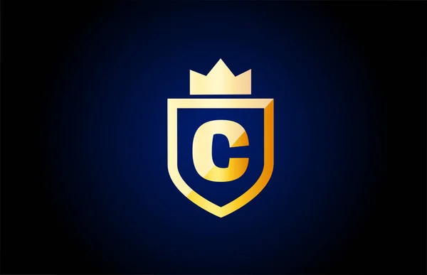 Gold Alphabet Letter Logo Icon Design Company Business Identity Shield — Stock Vector