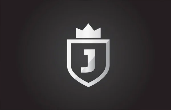알파벳 로고는 흑백으로 표시되어 있습니다 크라운 왕관을 정체성을 디자인 — 스톡 벡터