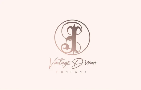 Brun Pastel Couleur Alphabet Lettre Logo Icône Concept Design Vintage — Image vectorielle