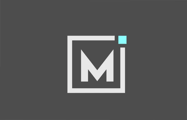 灰色M字母表图标 带有蓝点的公司和企业标识方块设计 — 图库矢量图片