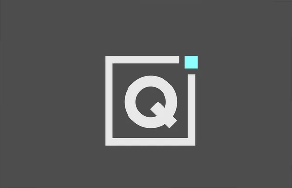 灰色Q字母表图标 带有蓝点的公司和企业标识方块设计 — 图库矢量图片