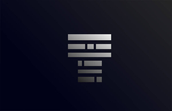 Буква Т значок логотипа в строке. Креативный дизайн для бизнеса и компании в черно-сером цвете