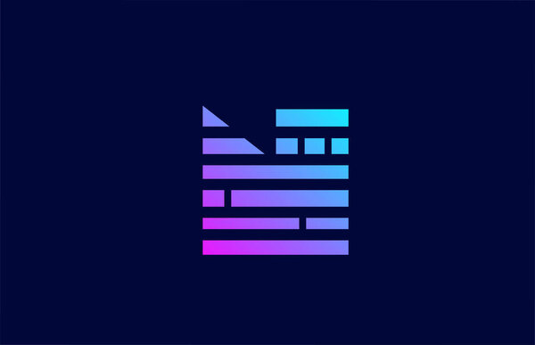 letter N logo alphabet icon with block line. Creative design for business and company with in blue pink gradient color