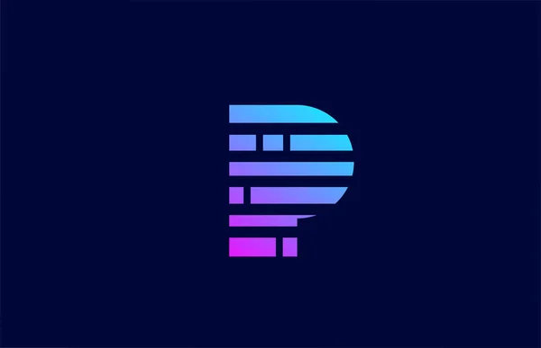 Pのロゴのアルファベットアイコンをブロック線で ビジネスや青ピンクグラデーション色の会社のための創造的なデザイン — ストックベクタ