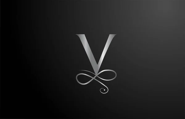グレーVエレガントなモノグラムアルファベット文字のロゴのアイコンのデザイン 高級品や企業のためのヴィンテージ企業ブランド — ストックベクタ