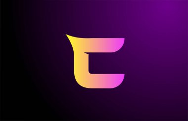 Mor sarı C markalaşma ve iş için yaratıcı alfabe harfi logosu. Simge kurumsal kimliği için tasarım