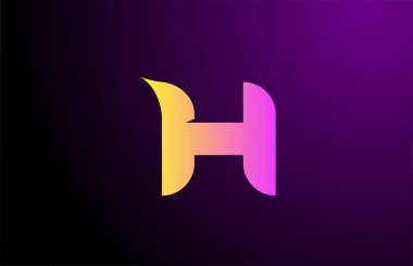Mor sarı H, markalaşma ve iş için yaratıcı alfabe harfi logosu. Simge kurumsal kimliği için tasarım