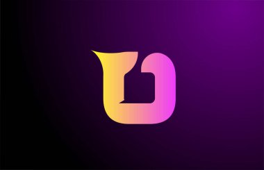 mor sarı O yaratıcı alfabe harfi logosu markalaşma ve iş için. Simge kurumsal kimliği için tasarım