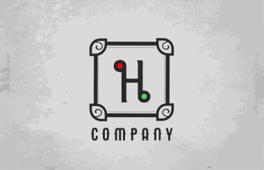 Şirket ve iş için H siyah ve beyaz klasik alfabe harfi simgesi. Şirket için yaratıcı tasarım