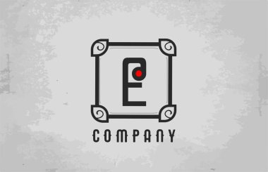 Şirket ve iş dünyası için E siyah beyaz alfabe harfi simgesi. Şirket için yaratıcı tasarım