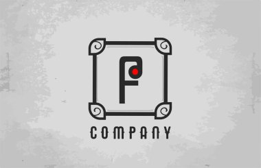 Şirket ve iş dünyası için F siyah beyaz alfabe harfi simgesi. Şirket için yaratıcı tasarım