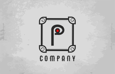 Şirket ve iş dünyası için P siyah beyaz alfabe harfi simgesi. Şirket için yaratıcı tasarım