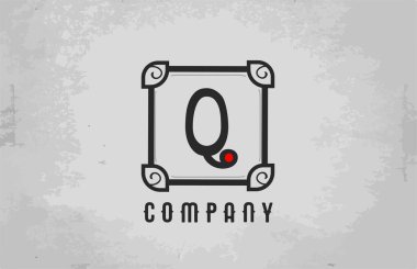 Şirket ve iş dünyası için Q siyah-beyaz alfabe harfi simgesi. Şirket için yaratıcı tasarım