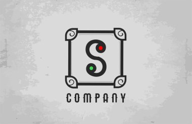 Şirket ve iş dünyası için S siyah beyaz alfabe harf simgesi. Şirket için yaratıcı tasarım