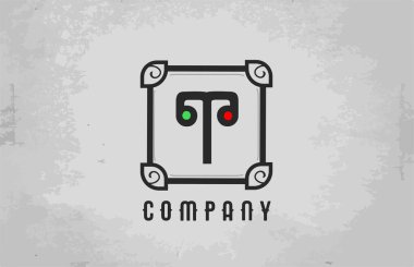 Şirket ve iş dünyası için T-siyah-beyaz alfabe harfi simgesi. Şirket için yaratıcı tasarım