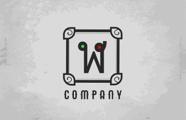 Şirket ve iş dünyası için W siyah ve beyaz klasik alfabe harfi simgesi. Şirket için yaratıcı tasarım