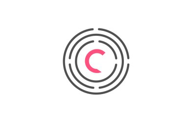 Çemberli pembe C logosu tasarımı. Alfabe simgesi tasarımı. Ürün ve şirket için markalaşma