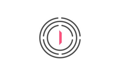 Pembe I logo dizaynı daire şeklinde harf dizaynı. Alfabe simgesi tasarımı. Ürün ve şirket için markalaşma