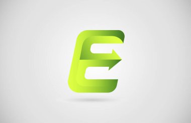 Green Arrow E alfabe harfleri simgesi şirket ve iş için. Şirket için yaratıcı tasarım