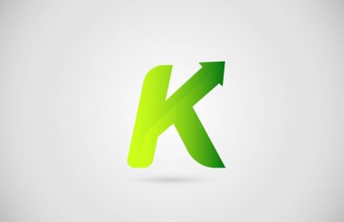 Green Arrow K alfabe harfleri simgesi şirket ve iş için. Şirket için yaratıcı tasarım