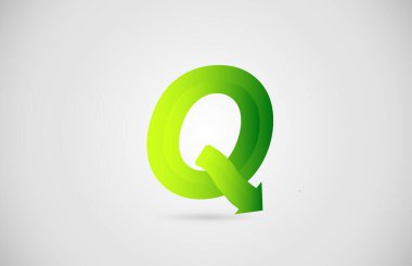 Green Arrow Q alfabe harfleri simgesi şirket ve iş için. Şirket için yaratıcı tasarım
