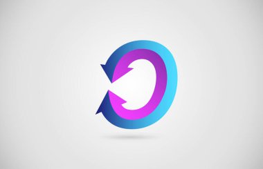 O ok alfabesi harf logosu iş ve şirket için mavi ve pembe renkli. Gradyan tasarımı ile kurumsal brading ve simge harfleri