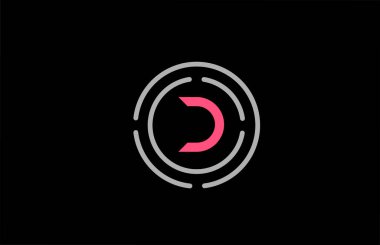 D harfi dizaynı pembe renkli ve daireli. Alfabe logosu tasarımı. Ürün ve şirket için markalaşma simgesi