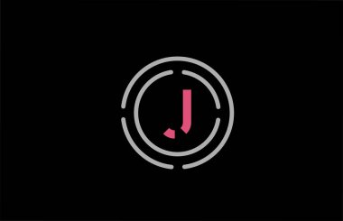 Pembe renkli ve daireli J harfi tasarımı. Alfabe logosu tasarımı. Ürün ve şirket için markalaşma simgesi