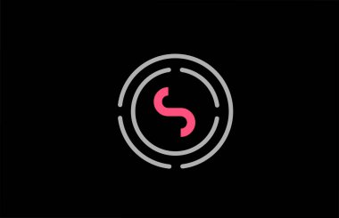 Pembe renkli ve daireli S harfi tasarımı. Alfabe logosu tasarımı. Ürün ve şirket için markalaşma simgesi