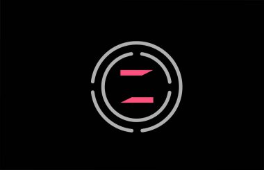 Pembe renkli ve daireli Z harfi tasarımı. Alfabe logosu tasarımı. Ürün ve şirket için markalaşma simgesi