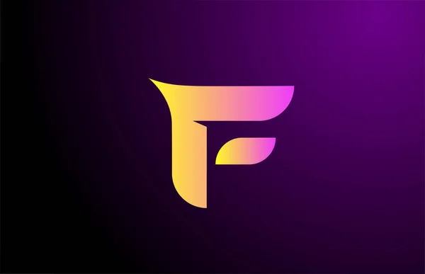 紫色黄色F创建梯度字母标识用于品牌和业务 图标企业身份设计 — 图库矢量图片